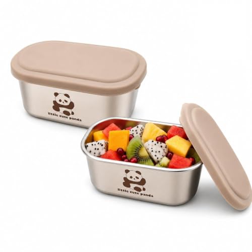 Image of Stainless Steel Mini Food Storage Containers with Airtight Lids (2 Pcs, 110ml Each) | Reusable Leakproof Sauce, Snack, Spice & Condiment Containers for Lunch Box | BPA Free