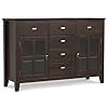 SIMPLIHOME Artisan Solid Pine Wood 54 inch Contemporary Sideboard Buffet Credenza in Dark Chestnut Brown features 2 Doors 6 Drawers and 2 Cabinets with Large storage spaces