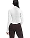 AVGO Women's Cropped Running Workout Jackets Zip Slim Fit Athletic Tops with Thumb Holes(White, S)