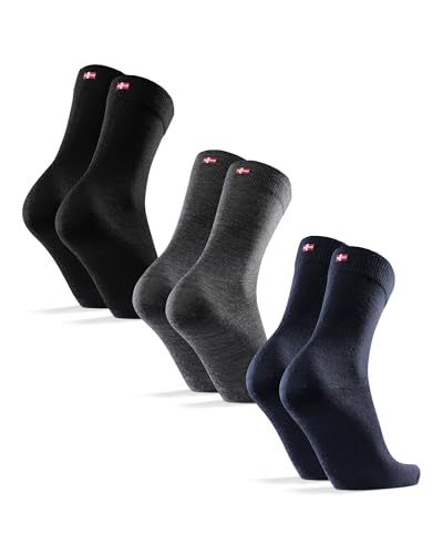 Image of DANISH ENDURANCE Merino Wool Socks Mens, Premium Smart Mens Socks, Breathable Comfort, 3 or 5 Pack, Multicolor (1x Black, 1x Grey, 1x Dark Navy), 9-12
