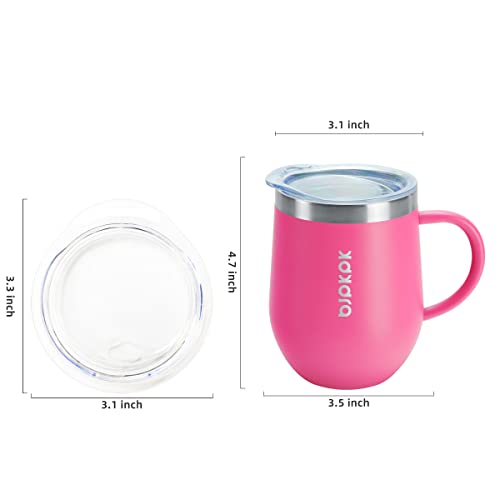 Image of BJPKPK 2 pcs Insulated Coffee Mug, 12 oz Stainless Steel Insulated Coffee Tumbler with Lid for Hot Drinks & Cold Drinks-Pink