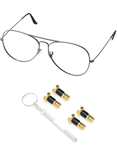 PapaViva Juego de 2 pares de tornillos de patillas de repuesto para gafas de sol Ray-Ban RB2447/RB3447/RB3256/RB3509/RB3528/RB3342/RB3393/RB3476/RB3561 - Oro (Phillips planos)