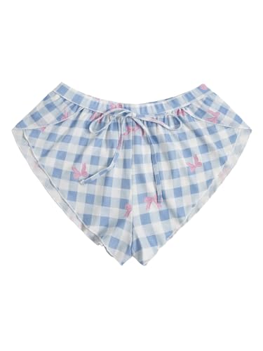 Image of MakeMeChic Women's Pajama Bottoms Floral Print Tie Front Micro Short Side Slit Summer Lounge Shorts