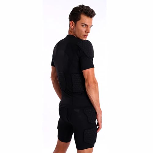 Jellybro Erkek Dolgulu Sıkıştırma Gömlek Göğüs Ribana Koruyucu Erkek Futbol Antrenman Tişörtü Basketbol Futbol Paintball Rugby için