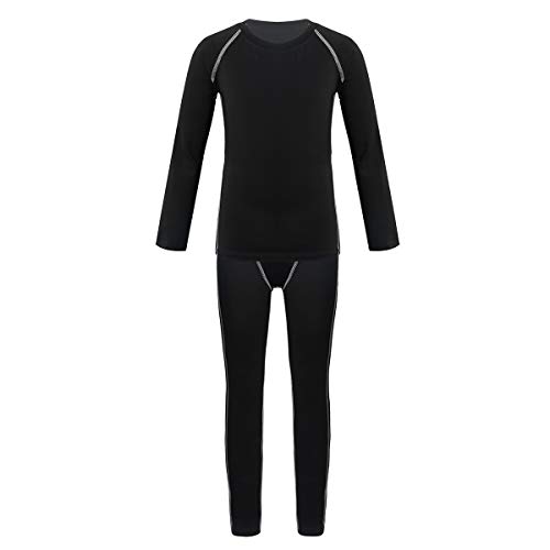 Yeahdor Kids Boys Girls Athletic Sports Compression Base Layer Shirt Top & Leggings Underwear Football Training Set Grey 5-6