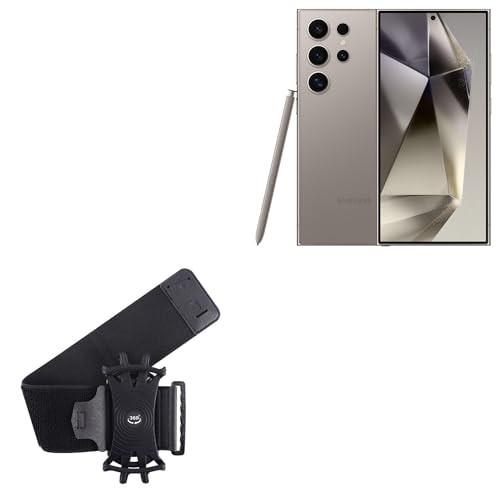 BoxWave Holster Compatible with Samsung S24 Ultra - ActiveStretch Sport Armband, Adjustable Armband for Workout and Running - Jet Black