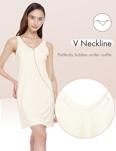 Image of MANCYFIT Womens Full Slip Tank Top Dress Slip Sleeveless Under Dress Wide Straps