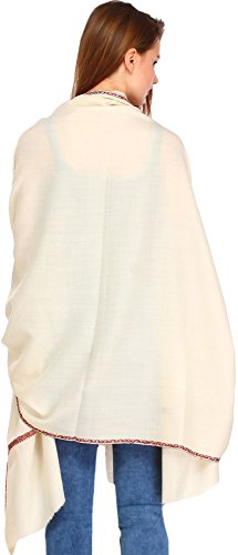Plain Kashmiri Kingri Shawl with Sozni Hand-Embroidery on Border3