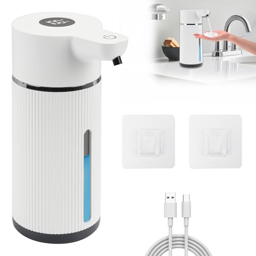 Dispensador de Jabón Automático de Espuma, 420 mL Dispensador de Jabón Baño Sin Contacto, 4 Niveles Ajustables, USB Recargable Dispensadores Jabon Pared O Sobremesa para Cocinas y Hoteles (Blanco) Dispensador de Jabón Automático de Espuma, 420 mL Dispensador de Jabón Baño Sin Contacto, 4 Niveles Ajustables, USB Recargable Dispensadores Jabon Pared O Sobremesa para Cocinas y Hoteles (Blanco)
