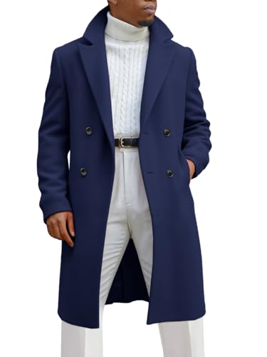Runcati Men's Double Breasted Trench Coat