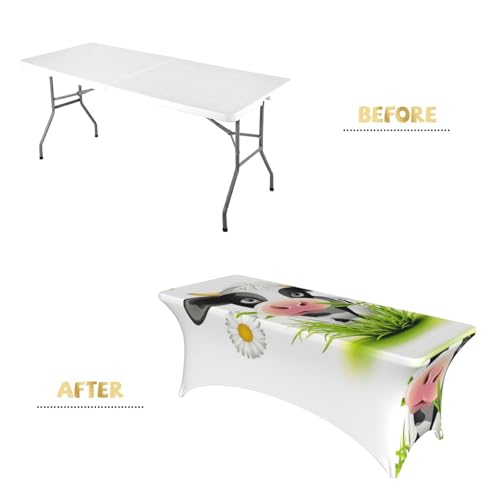 Nappe de table extensible motif vache élasthanne 1m80 lavable - 5