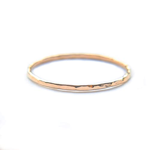 Ellie J Maui Hammered Ring, Thin Stacking Rings, Minimalist Rings for Women, Rose Gold Stackable Rings, Rose Gold Stacking Rings Handmade Rings (Size 6, Rose Gold Fill)