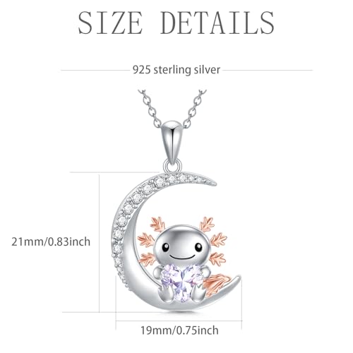 Image of PROESS Animal Birthstone Necklace 925 Sterling Silver Otter /Axolotl /Hippo /Elephant /Dachshund /Monkey /Red Panda Pendant Necklace Animal Birthstone Jewelry Gifts for Women