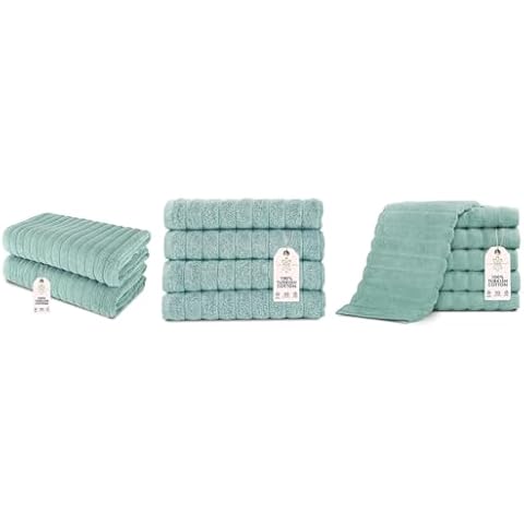 Classic Turkish Towels CTT - Luxury 12 Piece Towel Set, 100% Turkish Cotton, Quick Drying, Highly Absorbent & Comfy, Includes 2 Jumbo Bath Sheets, 4 Hand Towels & 6 Washcloths | (Spa Green) Cover