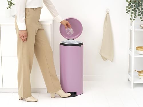 Image of Brabantia NewIcon Pedal Bin 7.9 Gallon /30L (Lilac Pink), Soft-Closing Kitchen Garbage Can, Step-On Trash Can with Removable Inner Bucket, PerfectFit Trash Bag Pack Included