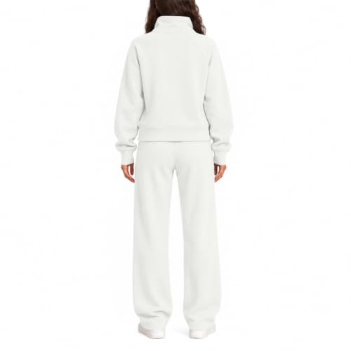 Womens Jogging Suits 2 Piece Set Mockneck Fleece Wide Leg Pullover - image 5