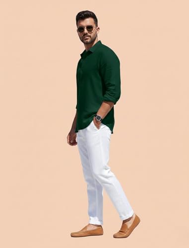 Image of Men's Cotton Blend Straight Kurta Shirt Combo with Mandarin Collar - Slim Fit Casual Short Kurti Set Featuring Textured Slub Fabric and Roll-Up Full Sleeves