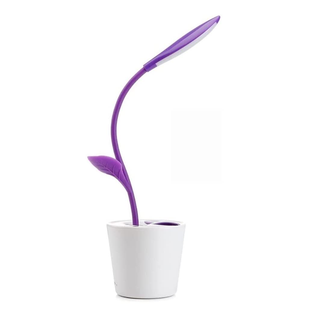 Lámpara De Mesa Lámpara de Oficina Lámpara De Escritorio, Luz Nocturna Para Plantas, Protección Ocular Para Estudiantes, Con Carga USB, Portalápices, LED Luz Escritorio(Purple)
