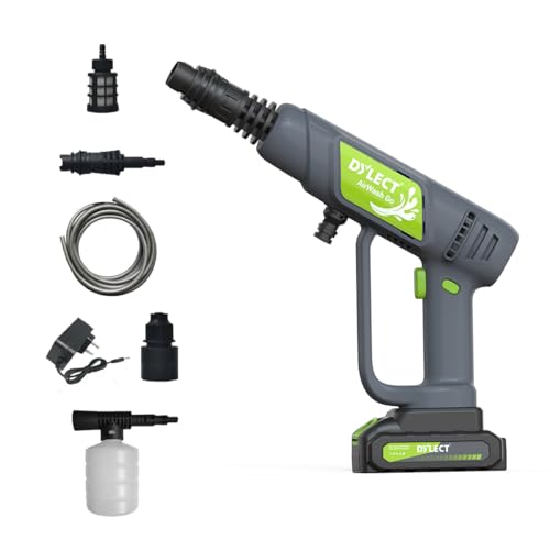 Image of DYLECT AirWash Go Cordless Pressure Washer Gun, Battery-Operated High Pressure Car Washer with Adjustable Nozzle, Foam Spray, 5m Hose | Reliable Power for Car, Bike & Home Cleaning (Dark Grey)