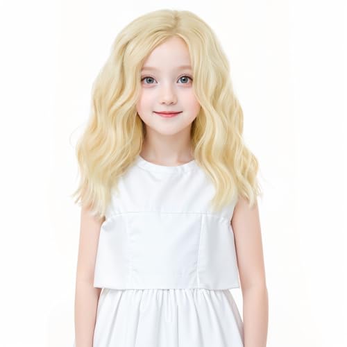 MEDO Blonde Wig for Kids Light Blonde Child Girls Wig 12inch Short Wavy Heat Resistant Synthetic Fiber for Halloween Party Wig (Light Blonde)