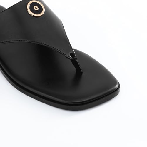 Rihero Women's Flip Flops Square Toe Thong Flat Sandals Summer Comfortable Slip On Beach Slide Sandals3