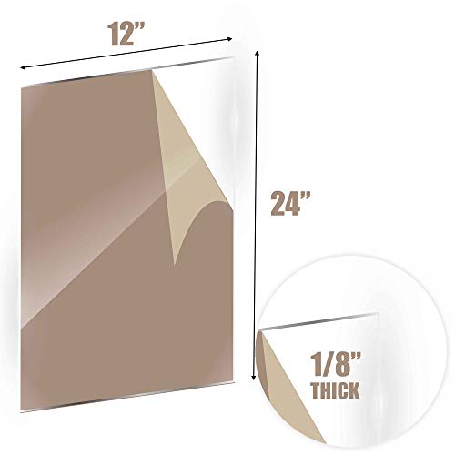 Image of 2 Pack of Clear Plexiglass Acrylic Sheet 12 X 24 Inches, 3mm (1 /8 inch Thickness) Unbreakable and Lightweight Substitute for Glasses, Great Use for Sneeze Guard, Shield, Greenhouse, Poster Frames