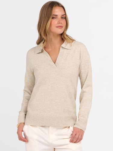 ANRABESS Womens Polo V Neck Long Sleeve Sweaters Lightweight Dressy Casual Business Basic Knit Pullover Top 2025 Fall Outfits2