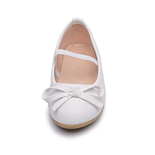 Girl's Ballerina Flat Slip on Ballet Dress Shoes White 8 M US Toddler3
