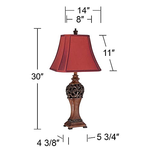 Set de 2 lámparas de mesa tradicionales rojas y bronce 30" miniatura 4