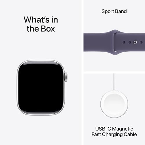 Image of Apple Watch Series 11 [GPS + Cellular 42mm] Smartwatch with Silver Aluminium Case with Purple Fog Sport Band - S /M. Sleep Score, Fitness Tracker, Health Monitoring with AppleCare+ (2 Years)
