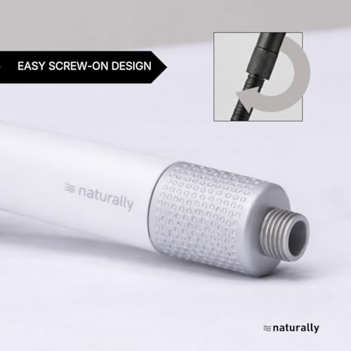 Image of Naturally Mooi Filtered Handheld Shower (White) | Hard Water Filter for Bathroom | Chlorine Removal | Soft Water for Hair & Skin | 3-Stage Filtration | Screw-On Installation | Enhanced Pressure