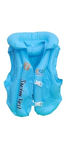 Image of Swim Vest for Children, Inflatable Pool Safety Vest with Buckles,Ages 3-12 Years (Blue, 3-12 Years)