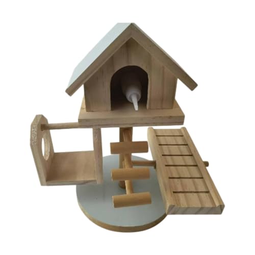 Dickly 木製ハムスターハウス小屋、階段付き、吊り下げ式ブランコとシーソー付き、DIYペットリビング遊び場、鳥用ペットハウス、シリアネズミ、ラット用