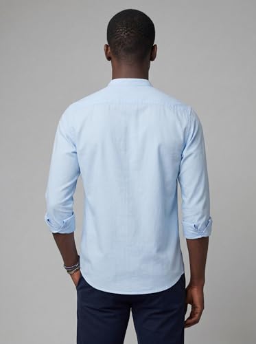 Image of Amazon Brand - INKAST Men's Cotton Blend Plain Solid Casual Shirt | Mandarin Collar | Full Sleeves | Regular Straight Fit | Office & Daily Casual Wear