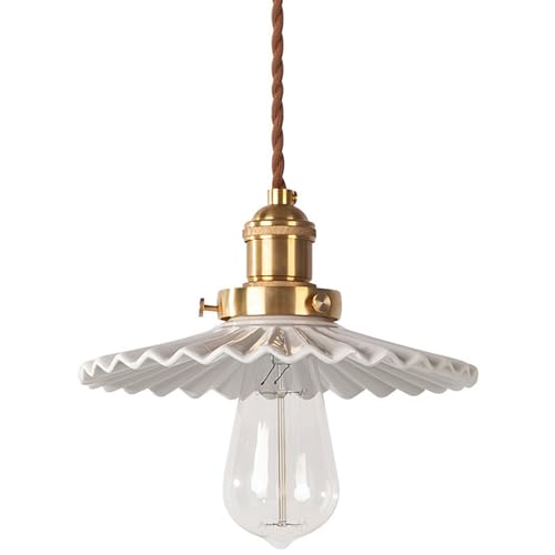 Droplight de Balcon Vintage et Suspension Céramique Plissée Blanche