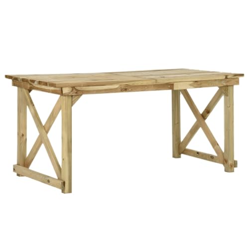 Mhdvray Mesa de jardín de 160 x 79 x 75 cm, madera de pino impregnada, resistente a la intemperie, encanto rústico, para jardín, balcón y terraza, ahorra espacio, para exteriores