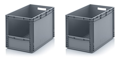 2x Euro Sichtlagerkasten 60 x 40 x 42 cm inkl. gratis Zollstock * Eurobehälter mit Fenster