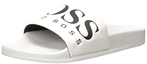 mens white hugo boss sliders