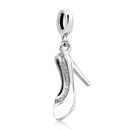 FGT Abalorios colgantes de tacón alto compatibles con pulseras Pandora Moments, color rojo, blanco, transparente, para mujer, novia, Navidad, familia, hija, hermana, Cobre, No es una piedra preciosa