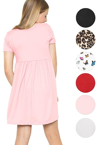 STRETCH IS COMFORT Youth Girl’s Oh So Soft Playtime T Shirt Dress Short Sleeve Casual Stretch Play Dresses|Little to Big Kids3