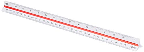 Linex 314 Dreikantmaßstab mit farbiger Hohlkehle 30 cm, Teilung 1:500:1000:1250:1500:2000:2500