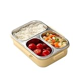 Clunch Containers - Recipiente Hermetico Acero Inoxidable - Porta Comidas Antifugas 3 Compartimentos Escuela Guarderia Viaje Picnic Cena Auto Avion Trabajo