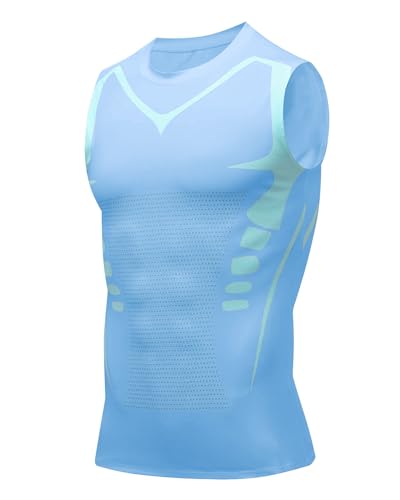 Image of Compression Shirt Men Slimming Body Shaper Vest Crewneck Workout Tank Top | Tummy Control Undershirts, Gynecomastia Compression Shirts, Back Support, Sleeveless Muscle Shirts, Shaping Tank Top