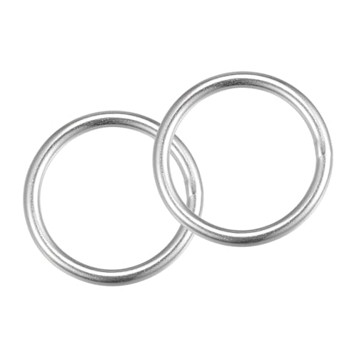 METALLIXITY 316 Stainless Steel O Rings (40x5mm) 2pcs, Welded Round Ring - for Ropes, Hanging Objects