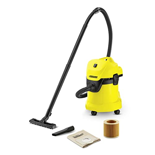 Karcher WD3 EU Wet and Dry Vacuum Cleaner, 1000 Watts Powerful Suction, 17 L Capacity, Blower Function, Easy Filter Removal for Home and Garden Cleaning (Yellow/Black)