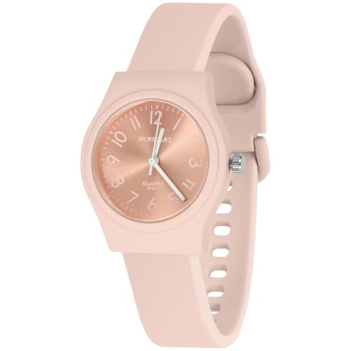 OFFCUP Reloj para Mujer con Correa de Silicona, Relojes Deportivos de 38mm, Reloj de Analógico Cuarzo con Esfera de Fácil Lectura, Reloj de Pulsera para Enfermeras Estudiantes y Niñas(B-Rosa)