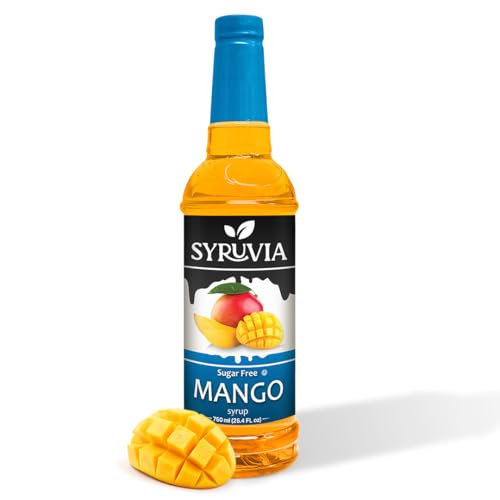 Syruvia Sugar-Free Mango Syrup - 25.4 fl oz. Premium Coffee Flavoring Syrup. 0 Calories, Kosher, and Gluten-Free. Ideal for Drinks, Sodas, Shakes, Desserts, and More.