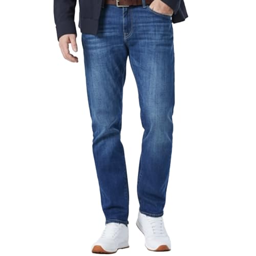 Mavi Zach Men's Straight Leg Jeans, Regular Rise Jeans for Men, Mid Brushed Nashville, Medium Wash Blue Jeans, 36 x 34