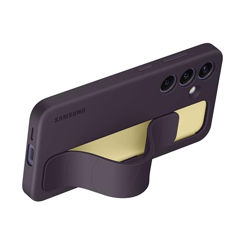 Image of Samsung Galaxy S24 Standing Grip Phone Case, Protective Silicone Cover with Hand Strap, Kickstand, Durable Design, Soft Touch, US Version, EF-GS921CEEGUS, Dark Violet