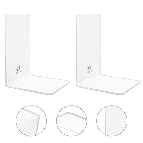 MOMSIV Sujetalibros de Acrílico Transparente, 2 Piezas de Extremos de Libro Universales para Estantes Estantería de Servicio Pesado y Organizador de Escritorio Tapón de Libro